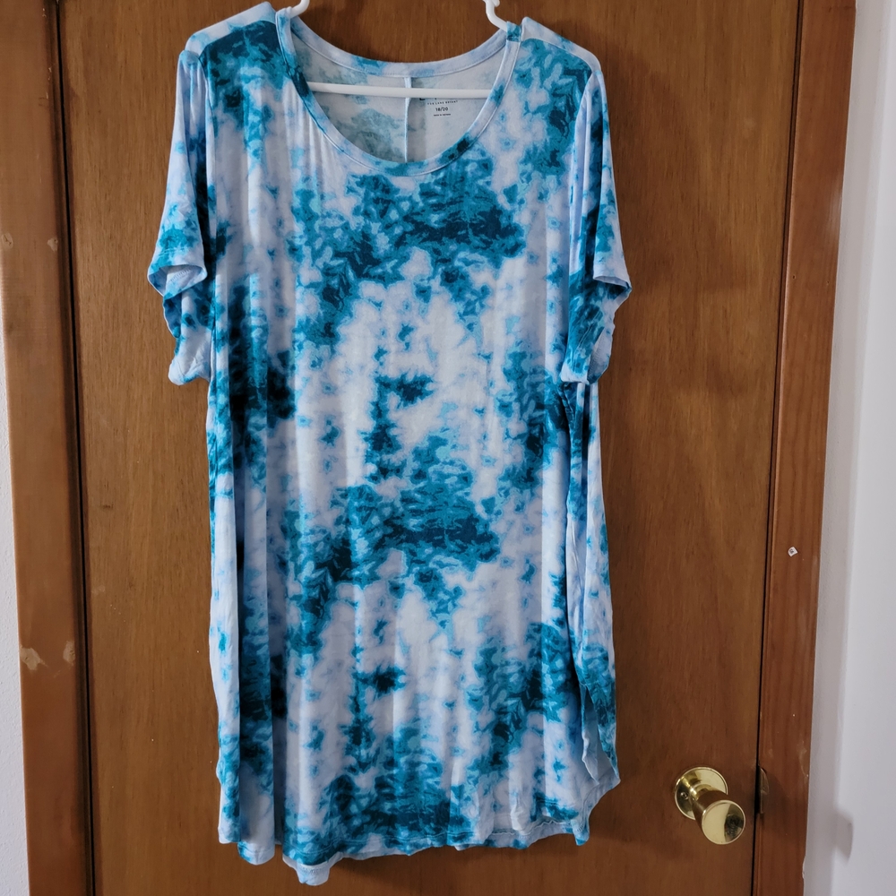 Lane Bryant Livi Blue Tie-Dye Short Sleeve Tee Womens Plus Size 18/20